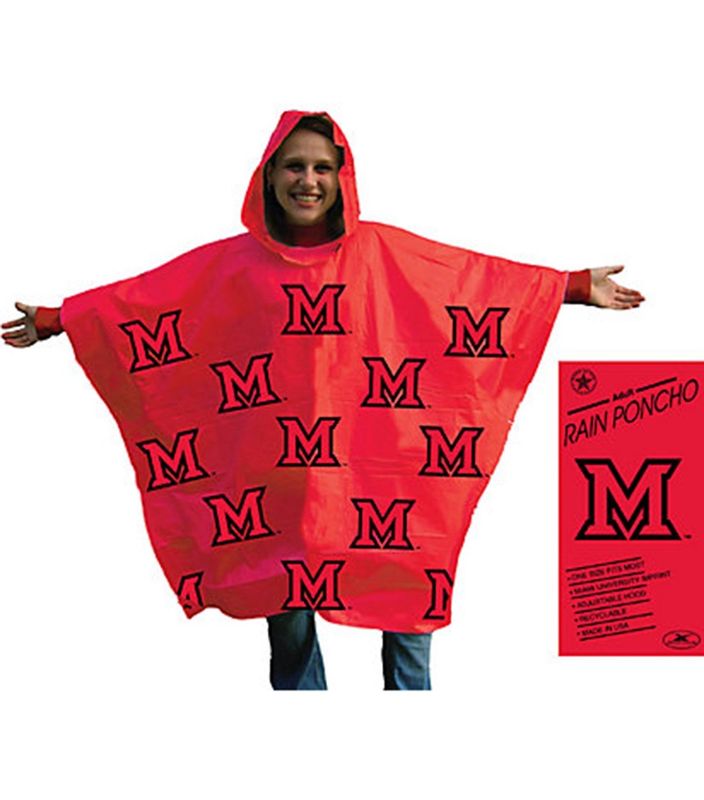 Red Block "M" Rain Poncho