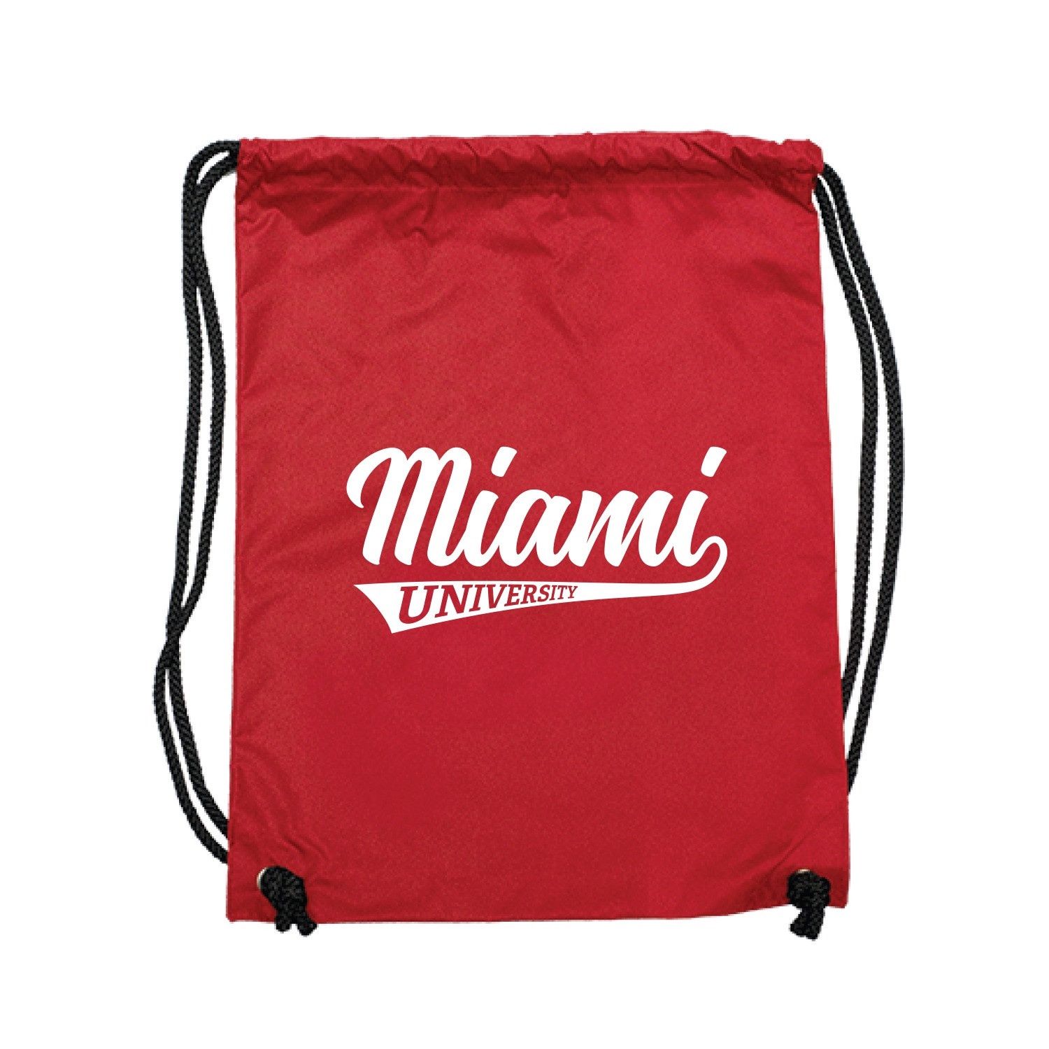 Red Cinch Bag with Miami University Tail Design