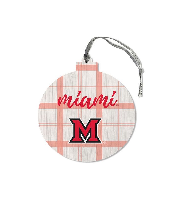 Plaid Merry Christmas Round Ornament