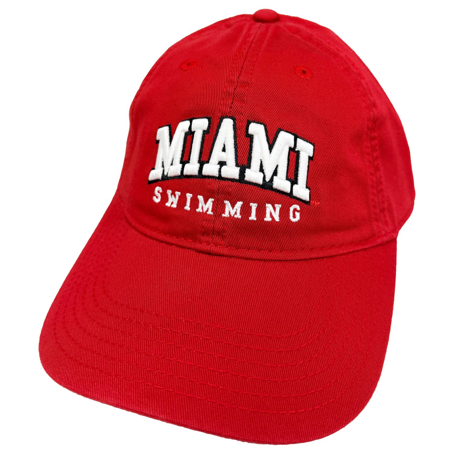 Miami University RedHawks Legacy Scarlet Swimming Adjustable Hat – EZA Relaxed Twill Cap