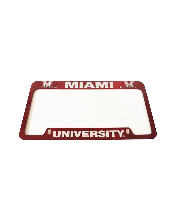Red Miami University License Plate Frame