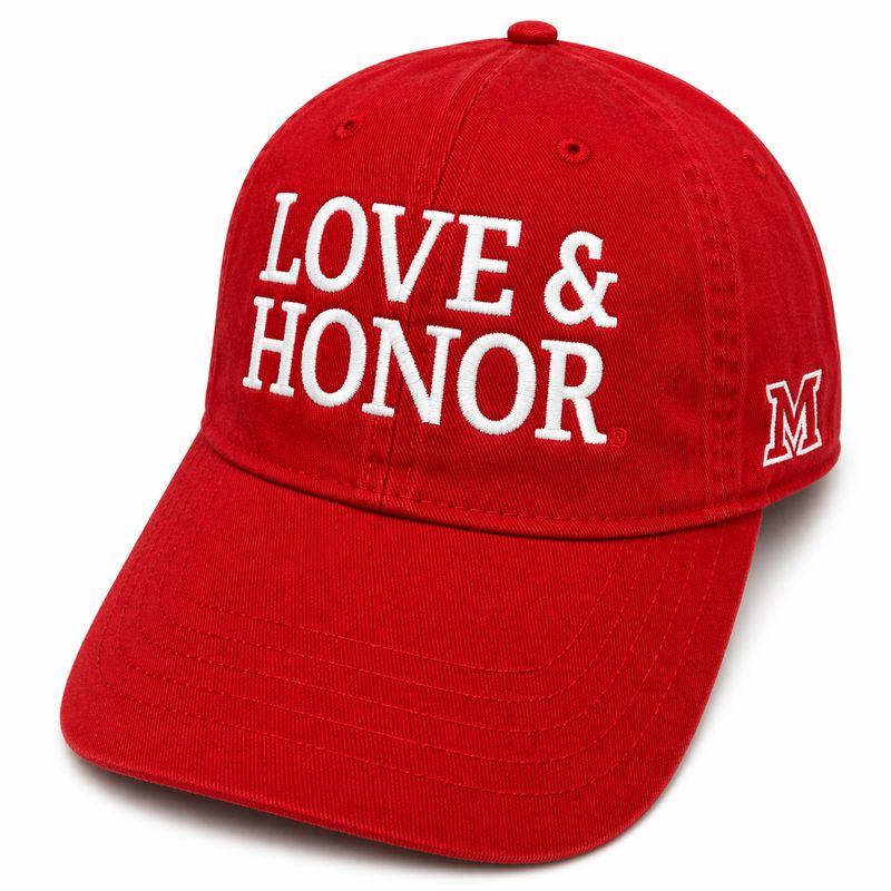 Miami University RedHawks Legacy Scarlet Love &amp; Honor Adjustable Hat – EZA Relaxed Twill Cap