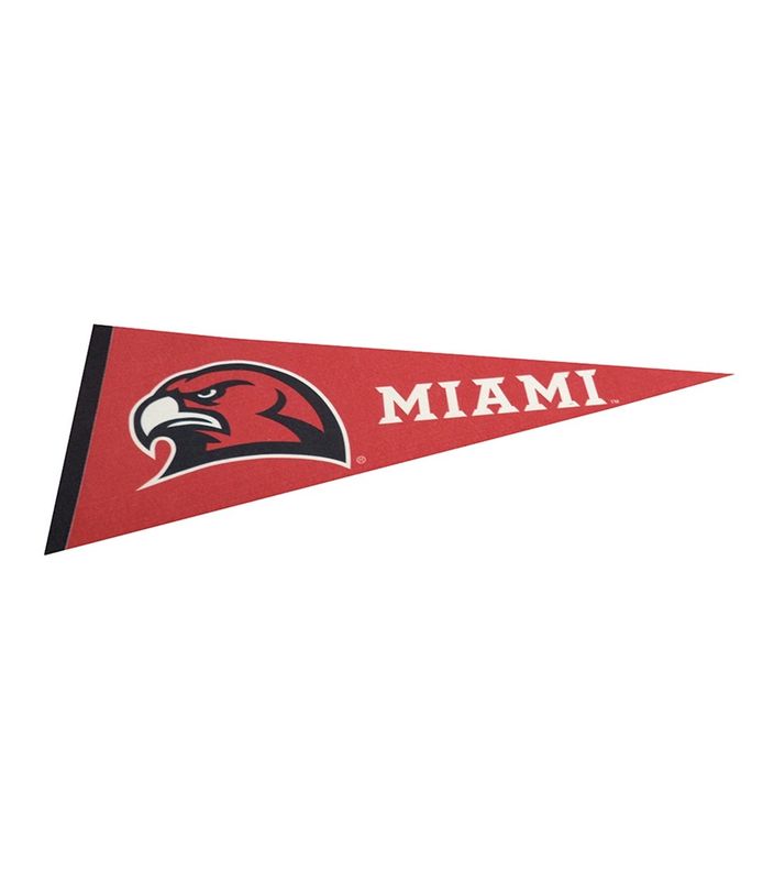 Red Miami University Hawk's Head Pennant