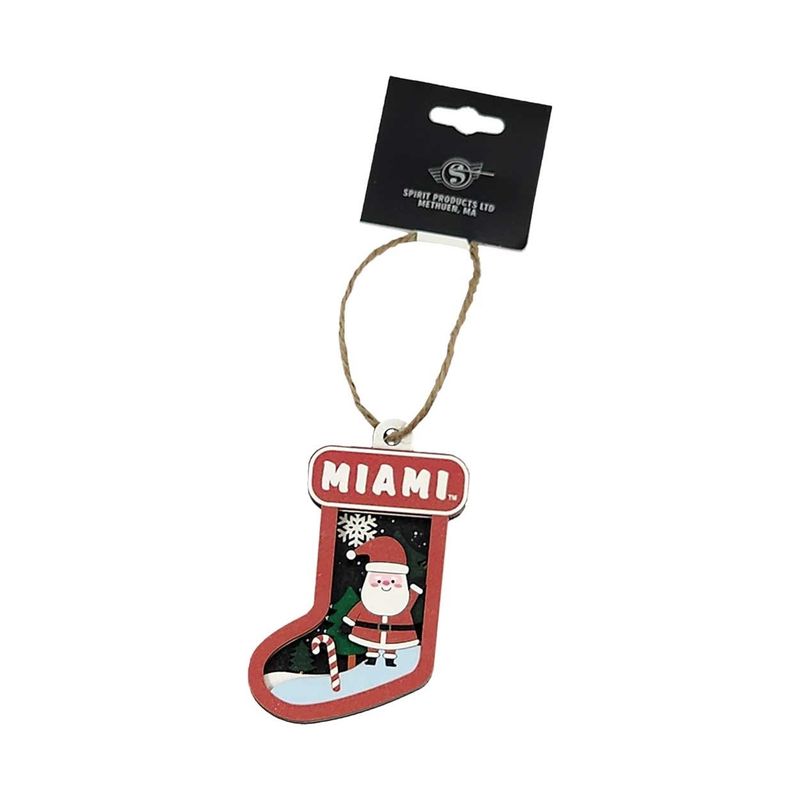 Spirit Miami Wooden Santa Stocking Ornament
