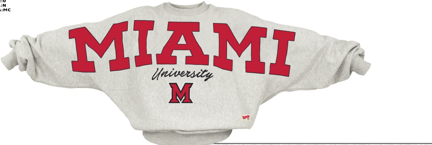 Miami University RedHawks Women's Flannagan Oversized Gray Crew