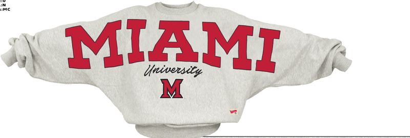 Miami University RedHawks Women's Flannagan Oversized Gray Crew