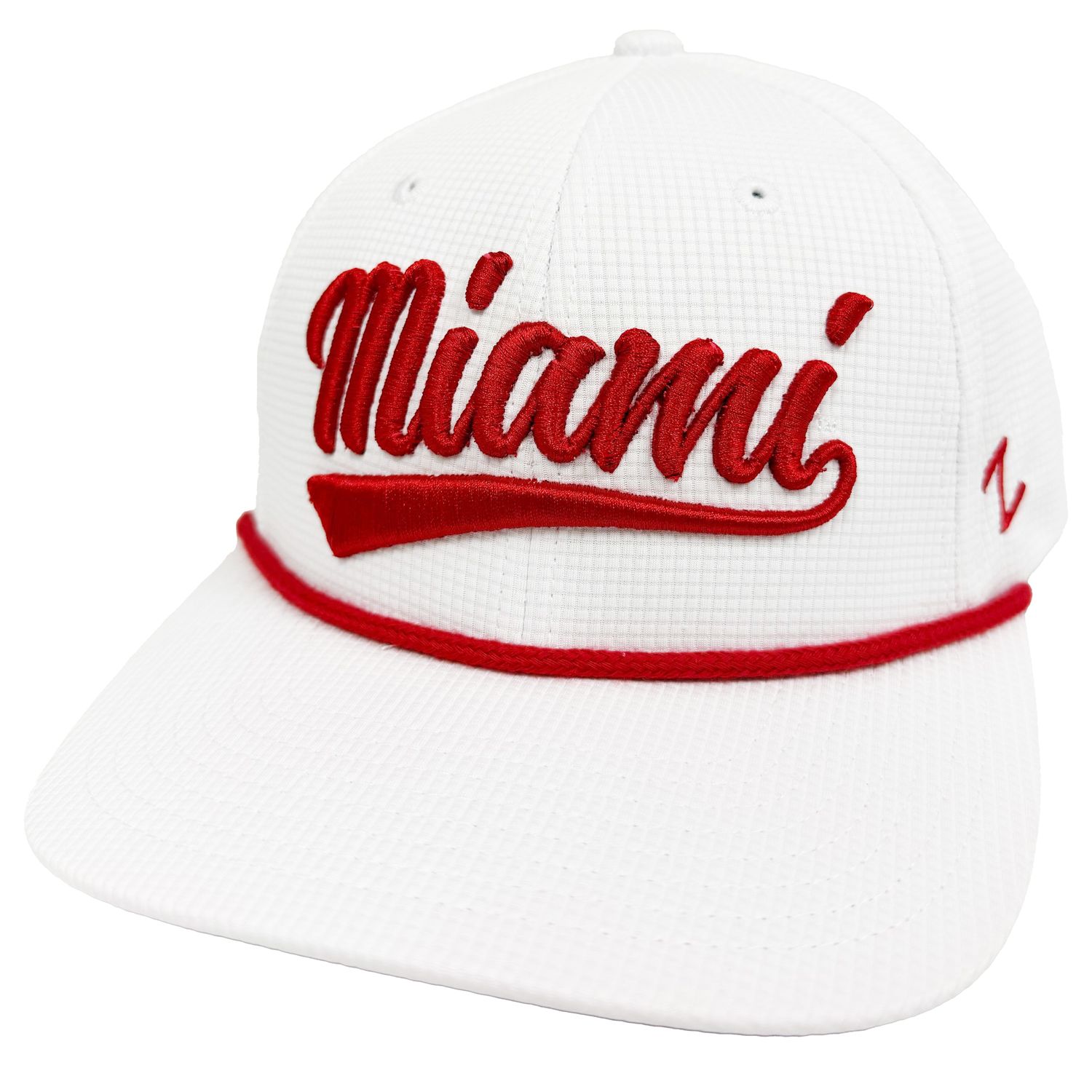 Miami University RedHawks Zephyr White &amp; Scarlet Rope Tail Adjustable Hat