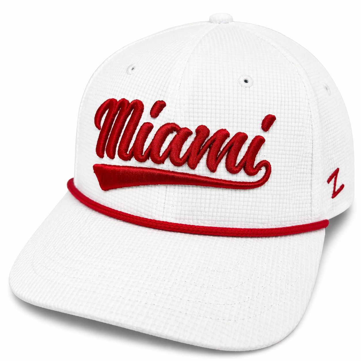 Miami University RedHawks Zephyr White &amp; Scarlet Rope Tail Adjustable Hat