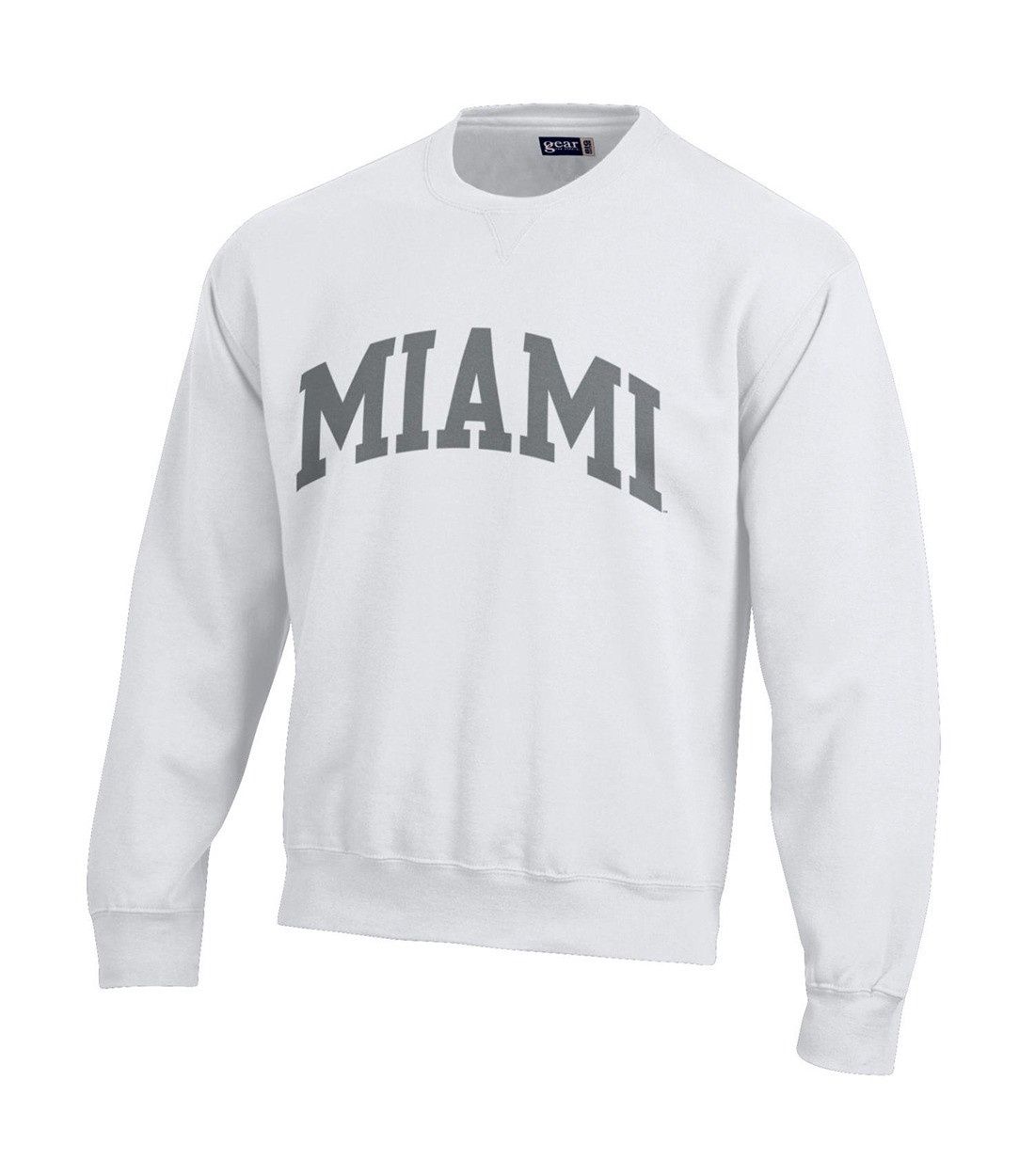 White Miami University Big Cotton Crew Neck Sweater, Size: 2XL