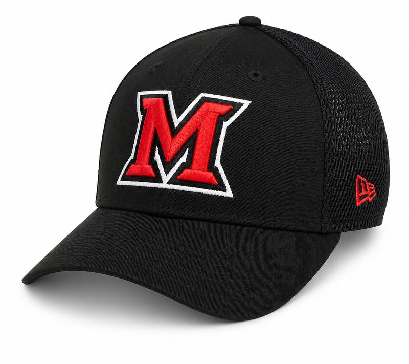 New Era Miami University RedHawks Black Mesh Fitted Hat