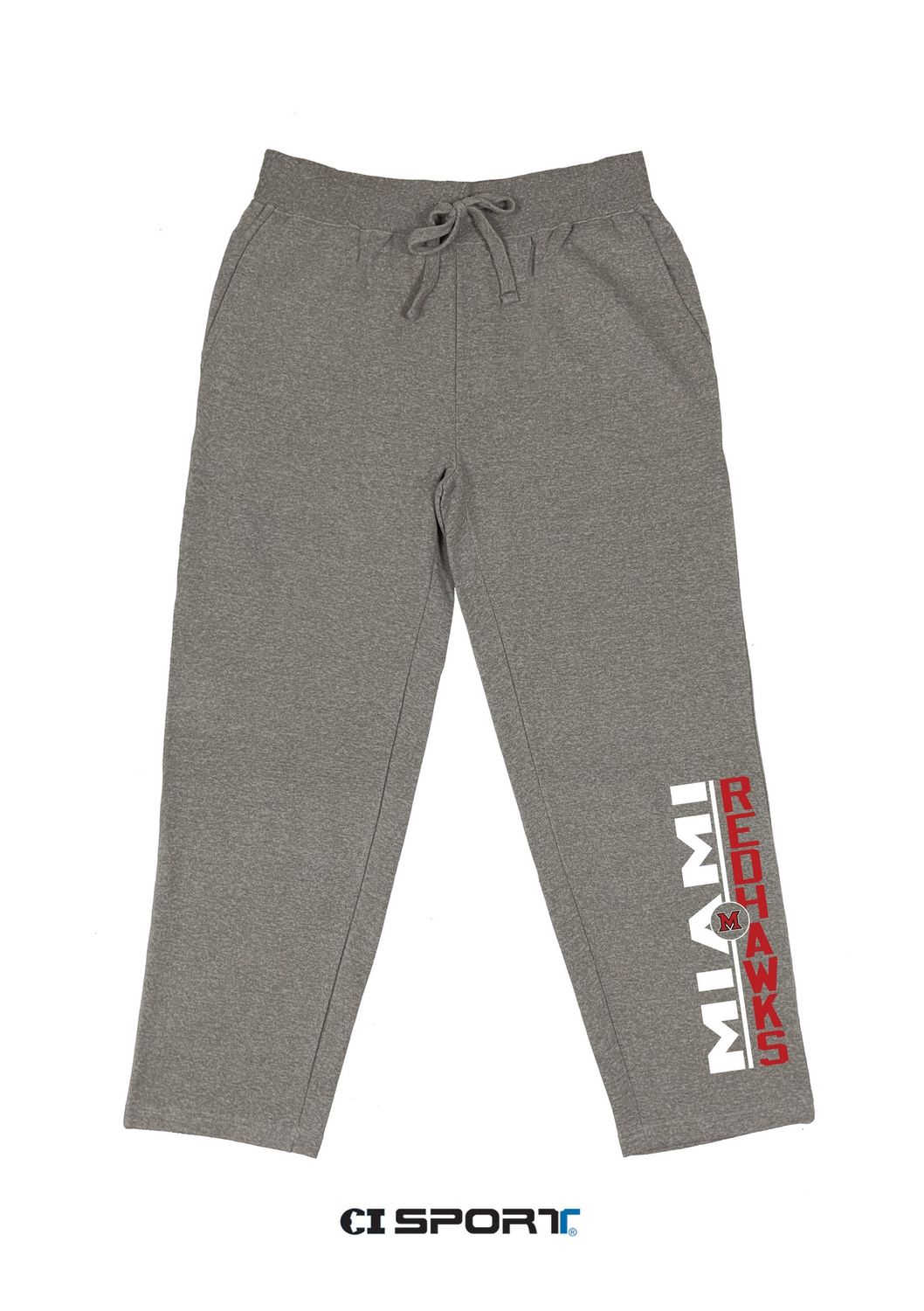 Miami University RedHawks Open-Bottom Pants - Heather Grey, Size: 2XL