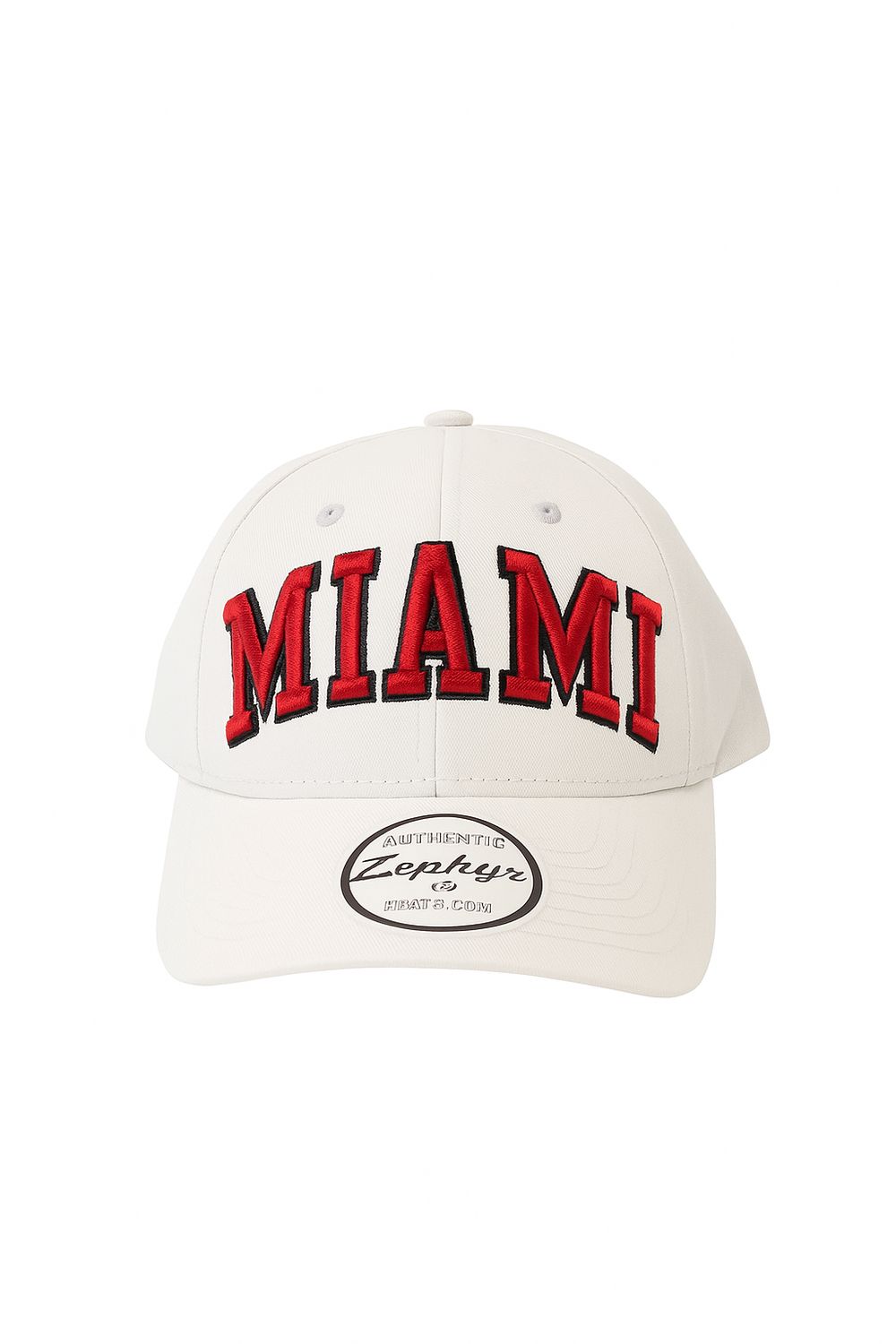 White Structured Hat with Miami Embroidered in Red