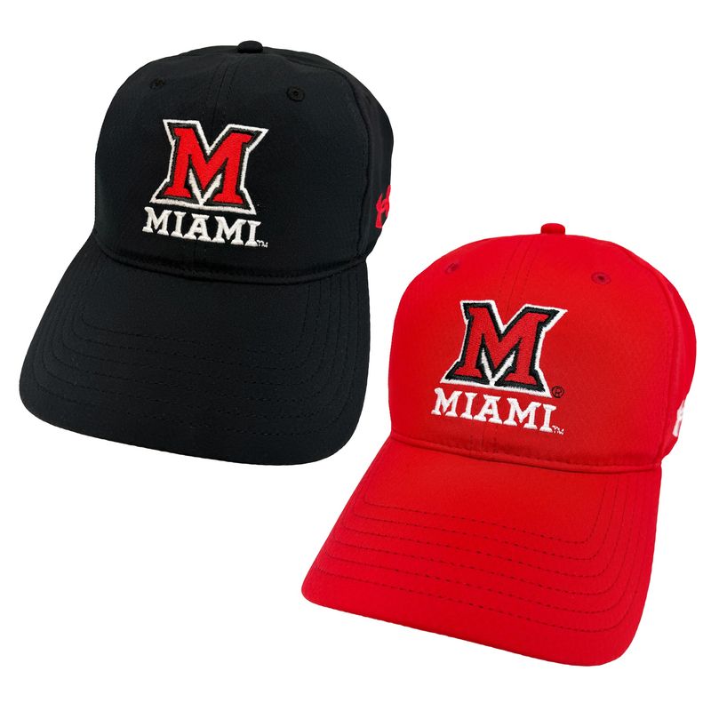 Miami University RedHawks Under Armour Tech Adjustable Hat – Black or Red Performance Cap
