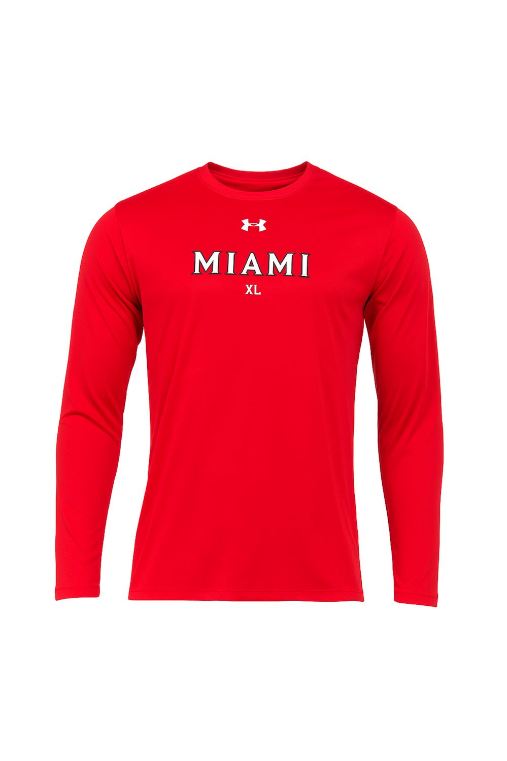 Red Tech Stretch Long Sleeve Tee with Miami over M, Size: S