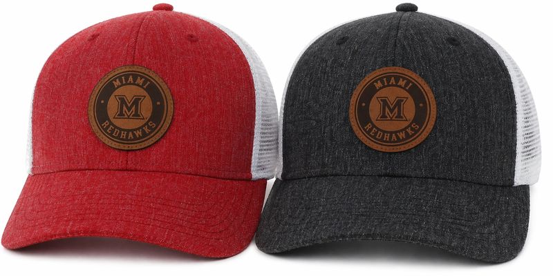 Miami University RedHawks Legacy Leather Patch Trucker Hat – Mid-Pro Adjustable Cap