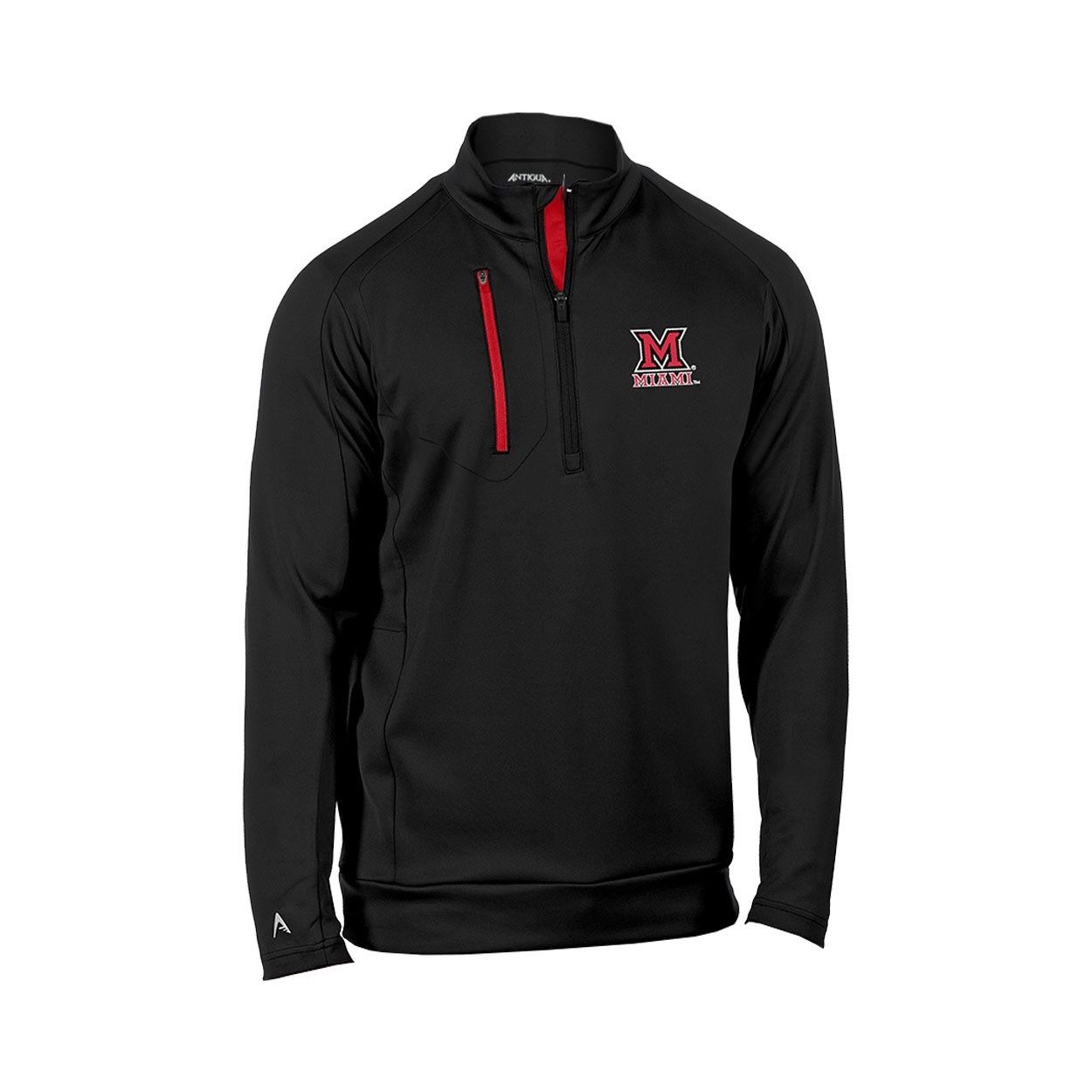 Antigua Miami University RedHawks Black Generation 1/4 Zip Pullover, Size: 2XL