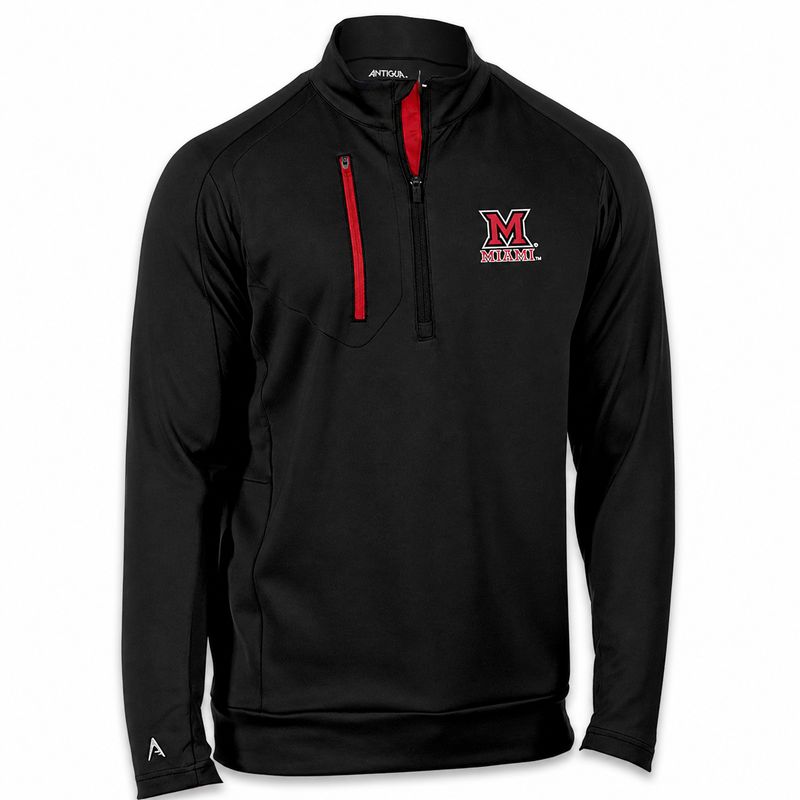 Antigua Miami University RedHawks Black Generation 1/4 Zip Pullover