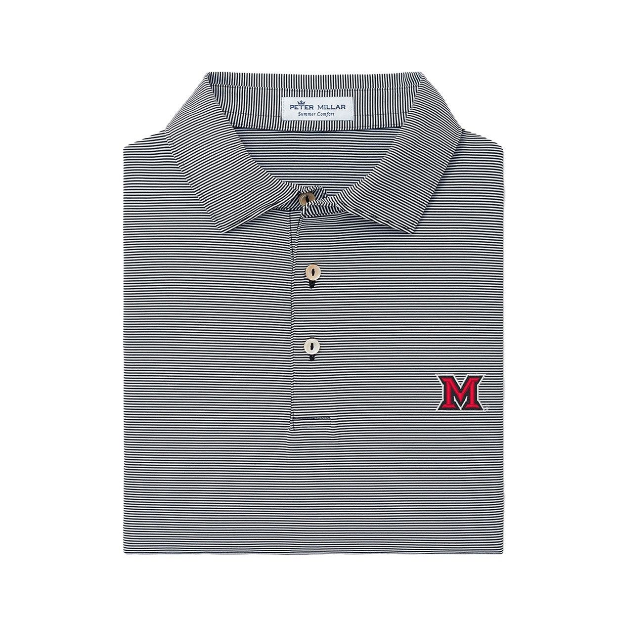 Miami RedHawks Peter Millar Striped Jubilee Polo, Size: 2XL