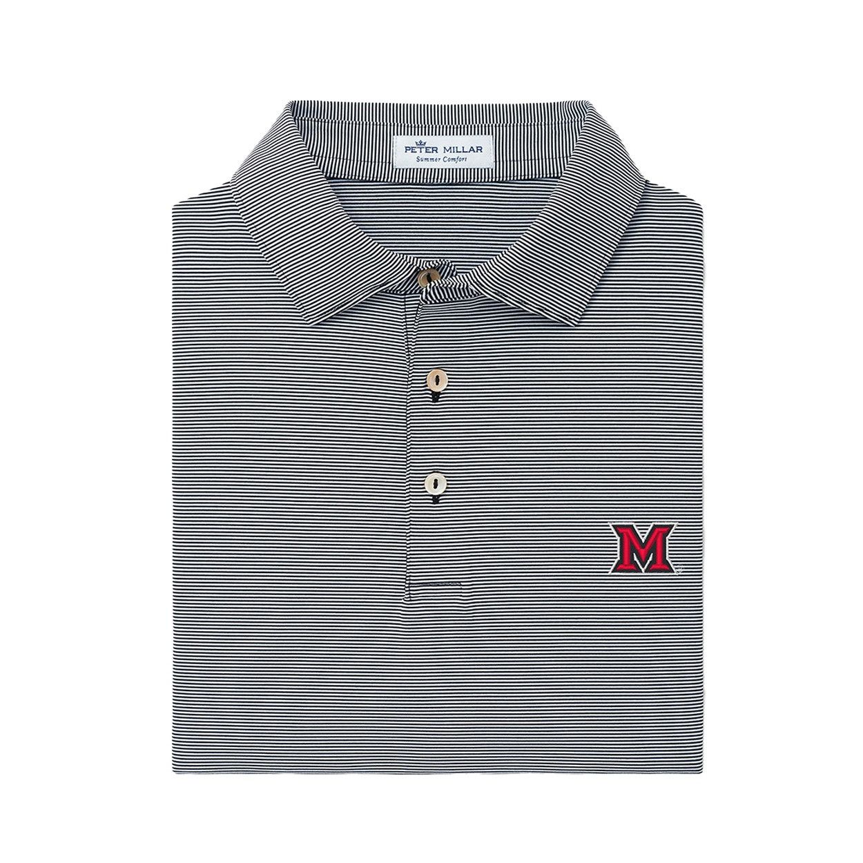 Miami RedHawks Peter Millar Striped Jubilee Polo, Size: S