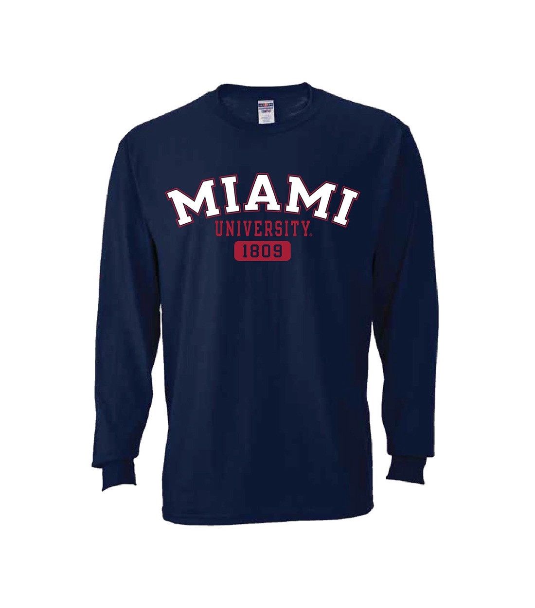 Miami RedHawks Navy 1809 Long Sleeve, Color: NAVY, Size: 2XL