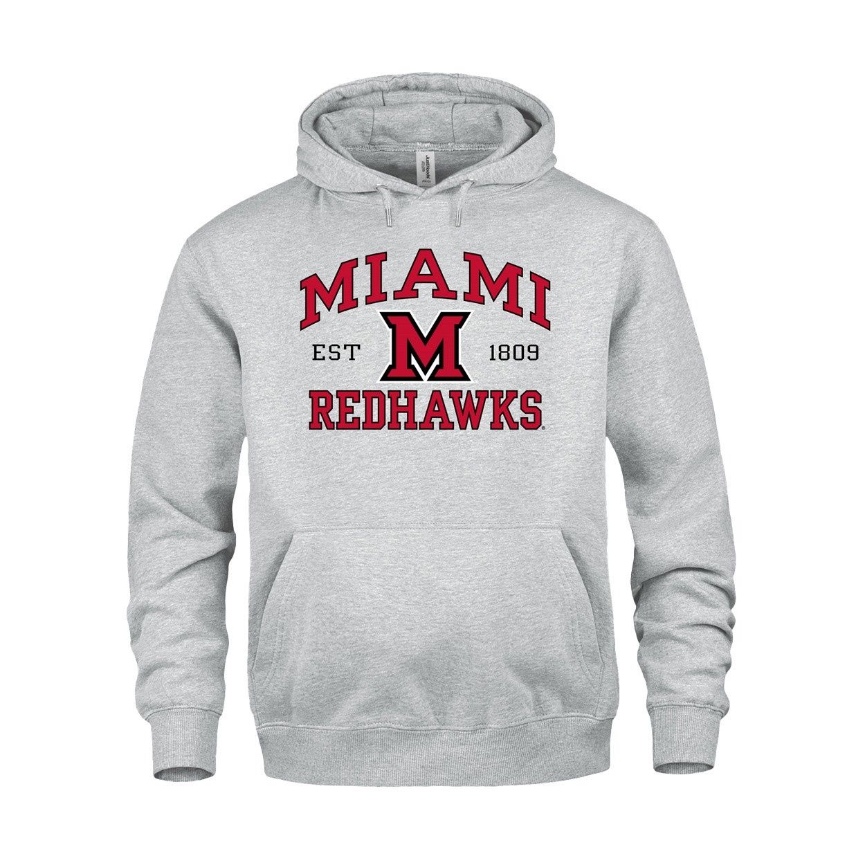 Miami RedHawks Block M/Est. 1809 Heavyweight Hoodie, Color: ASH, Size: 2XL