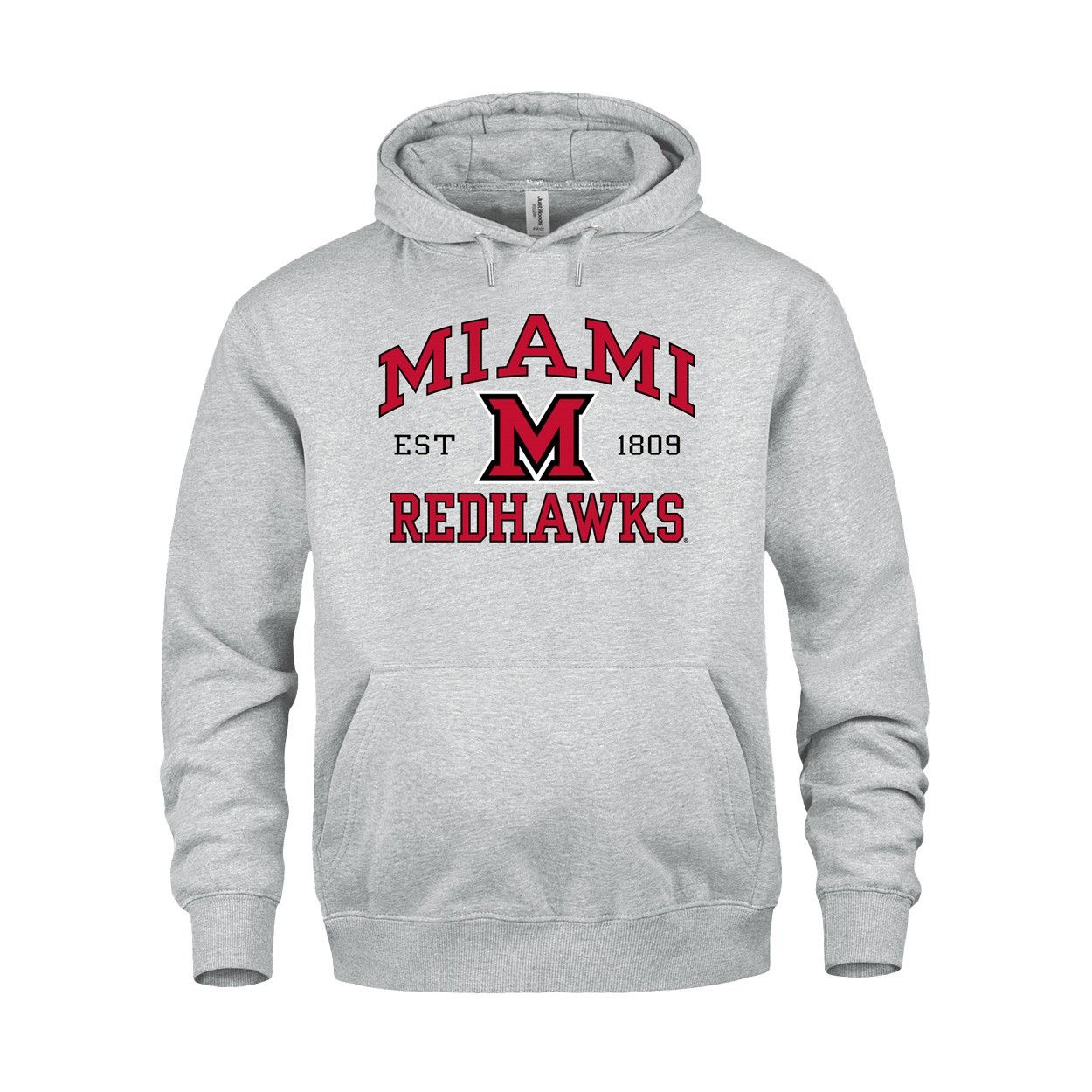 Miami RedHawks Block M/Est. 1809 Heavyweight Hoodie, Color: ASH, Size: S