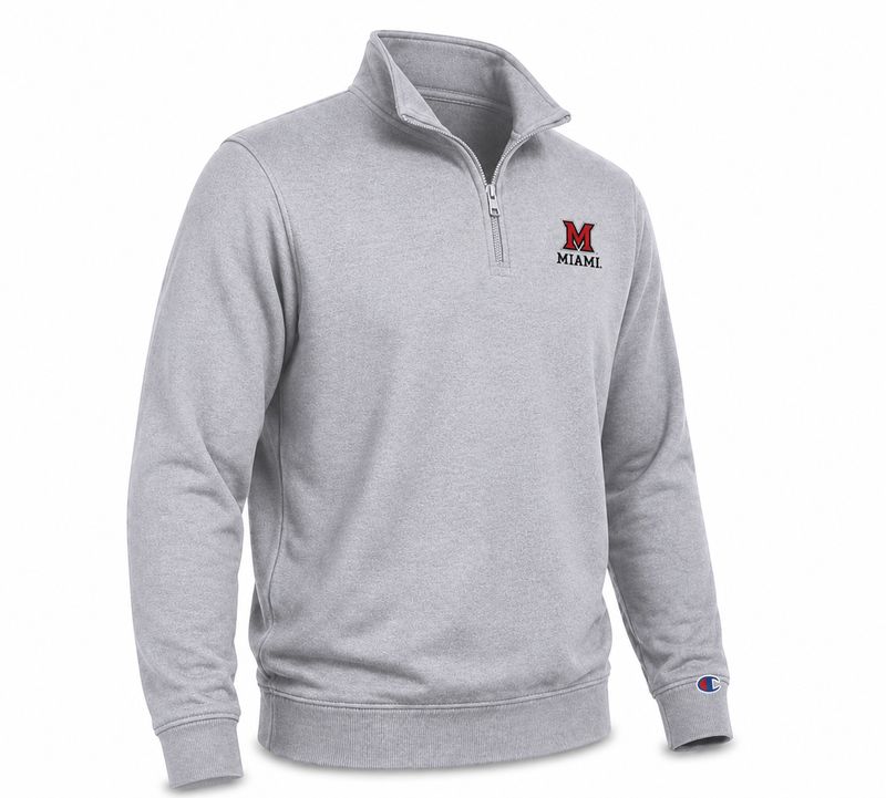 Champion Miami University GRAY Fleece 1/4 ZipChampion Miami University RedHawks Gray 1/4 Zip Fleece