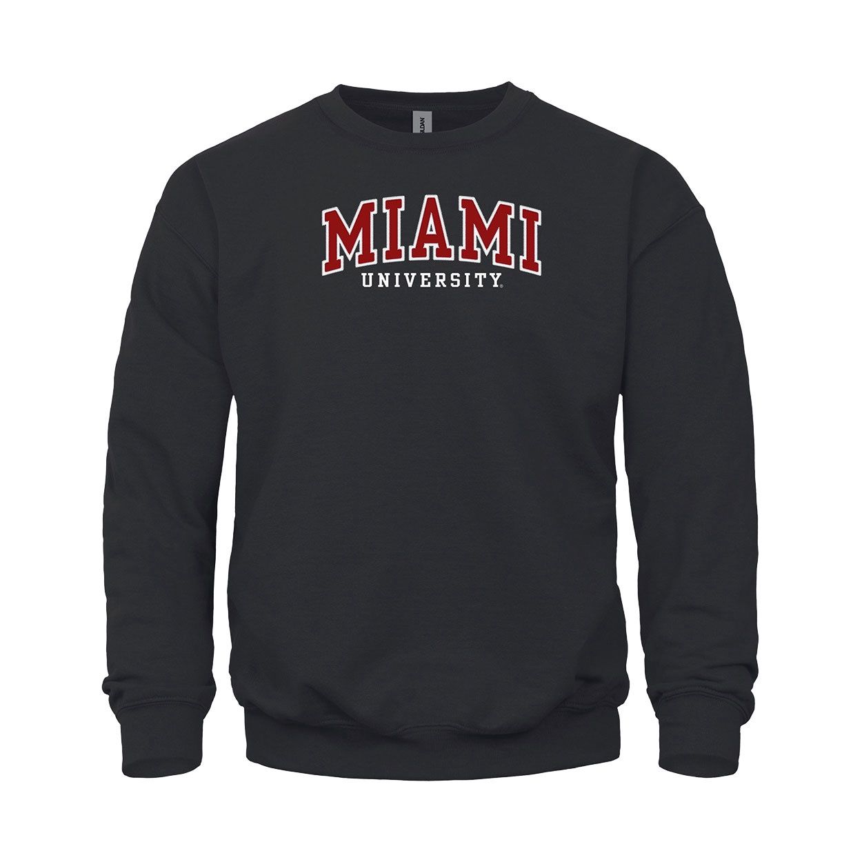 Miami University Tackle Twill Applique and Embroidered Crew, Color: BLACK, Size: 2XL