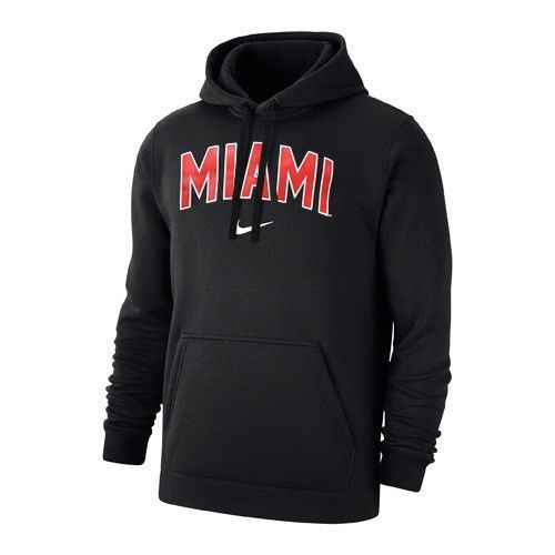 Miami RedHawks Nike Miami Swoosh Club Fleece Hood, Color: BLACK, Size: 2XL