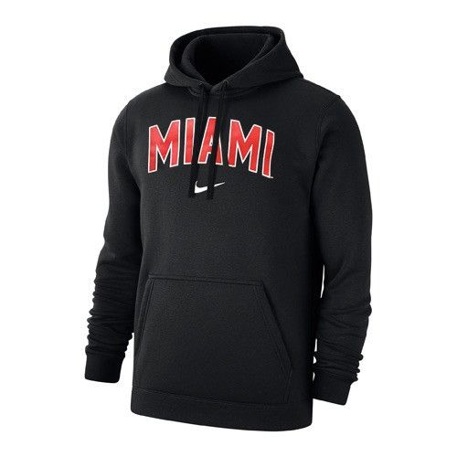 Miami RedHawks Nike Miami Swoosh Club Fleece Hood, Color: BLACK, Size: S