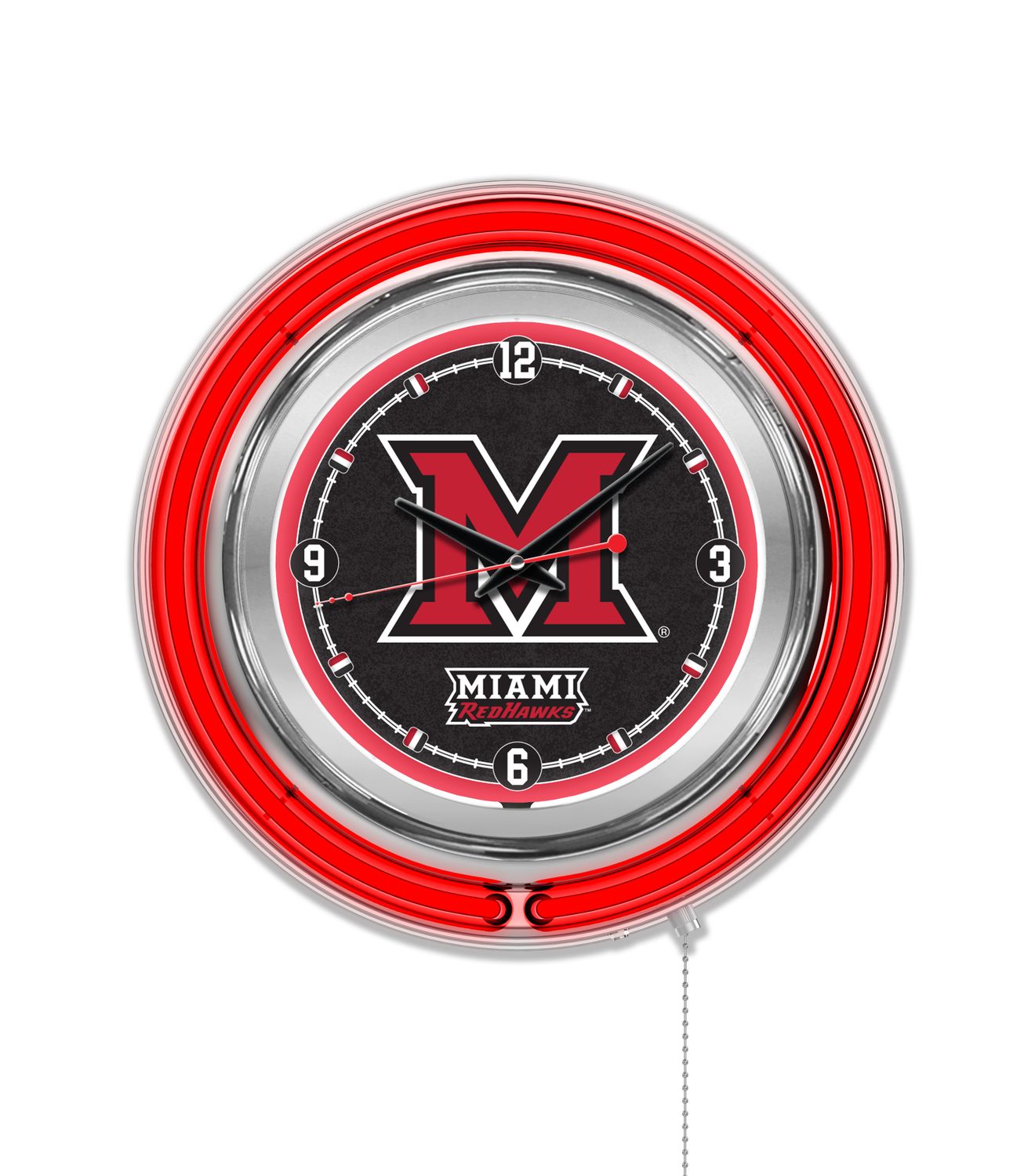 Miami University RedHawks Neon Wall Clock, Size: 15"