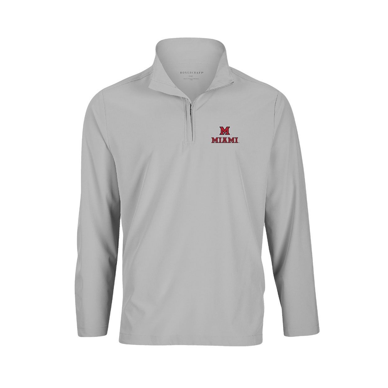 Boxercraft Miami University RedHawks Gray Woven 1/4 Zip Pullover, Size: S