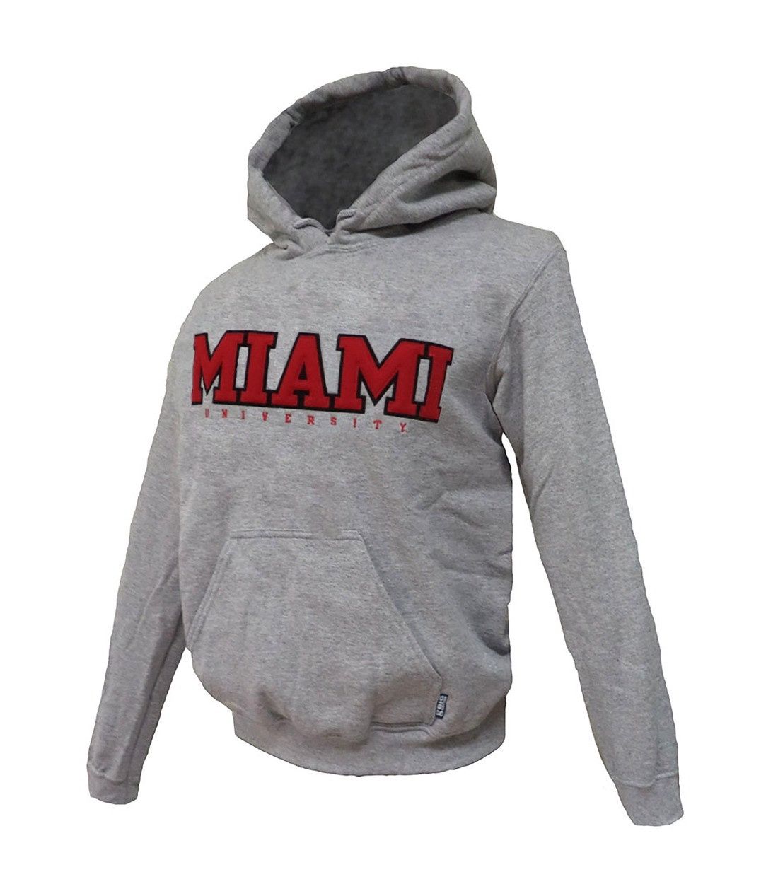 Gray Hood with Miami over University in Red Felt, Size: 2XL
