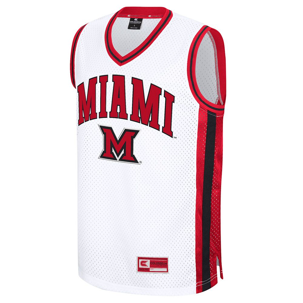 Colosseum Miami University RedHawks White Basketball Jersey, Size: 2XL