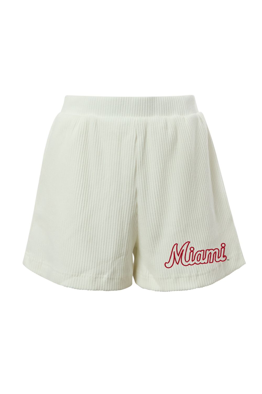Women's White Script Miami Warm Up Shorts, Size: XS