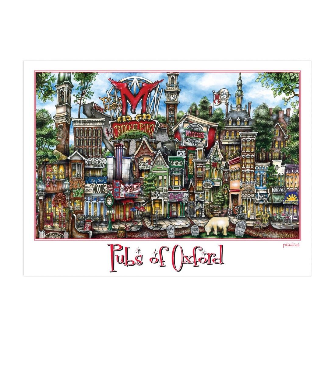 Pubs of Oxford Poster, Color: BLACK