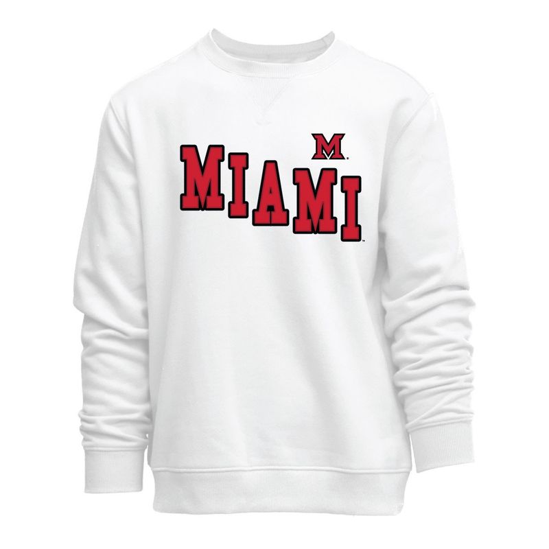 Embroidered Crew with Diagonal Miami Under Block "M"