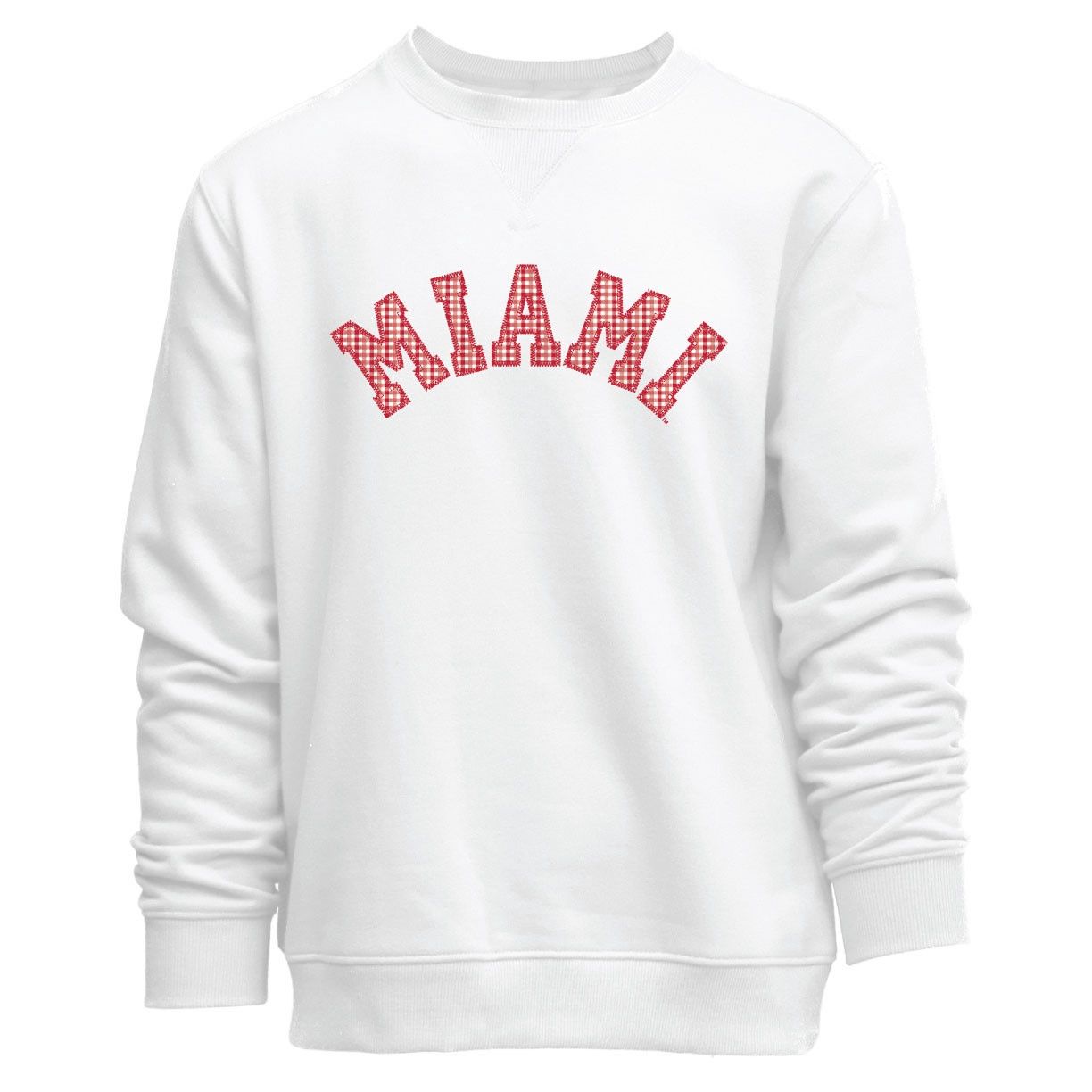Women's White Crew with Gingham Miami, Size: 2XL