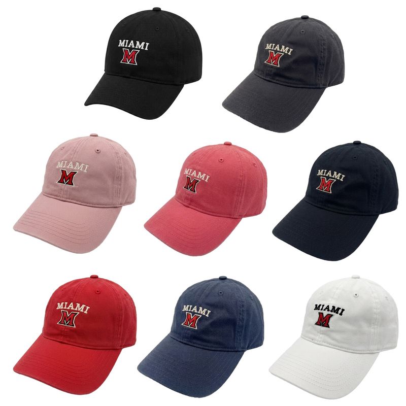 Miami University RedHawks Legacy Arched Miami Over M Adjustable Hat – Relaxed Twill Cap