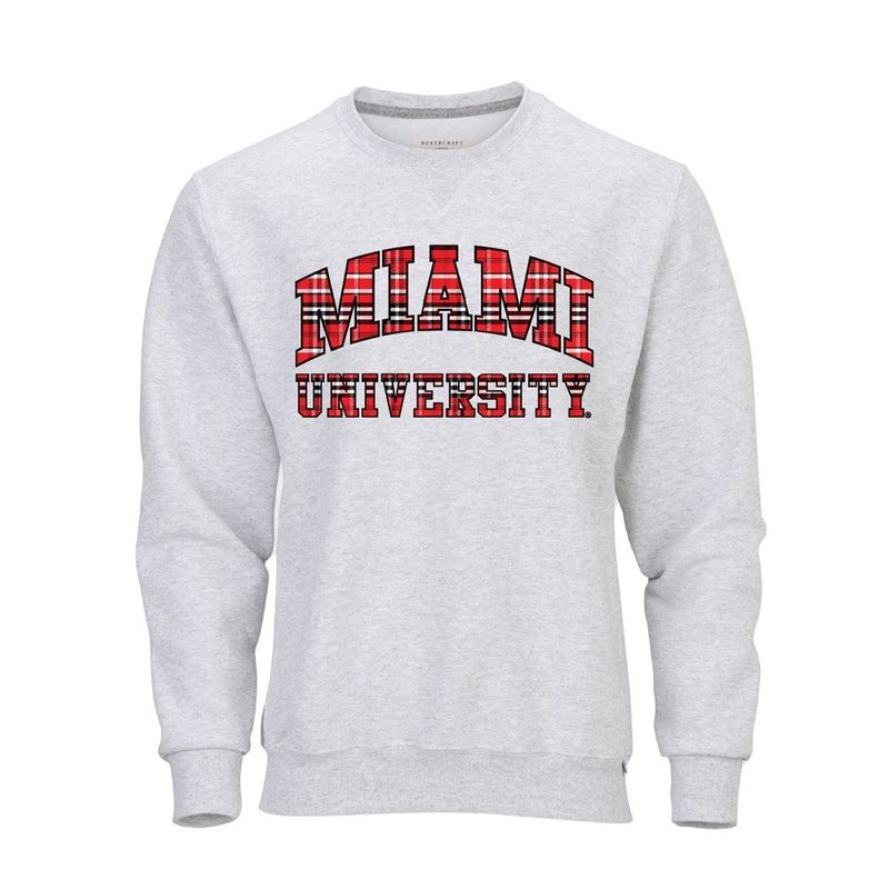 Miami RedHawks Boxercraft Plaid Letter Crew