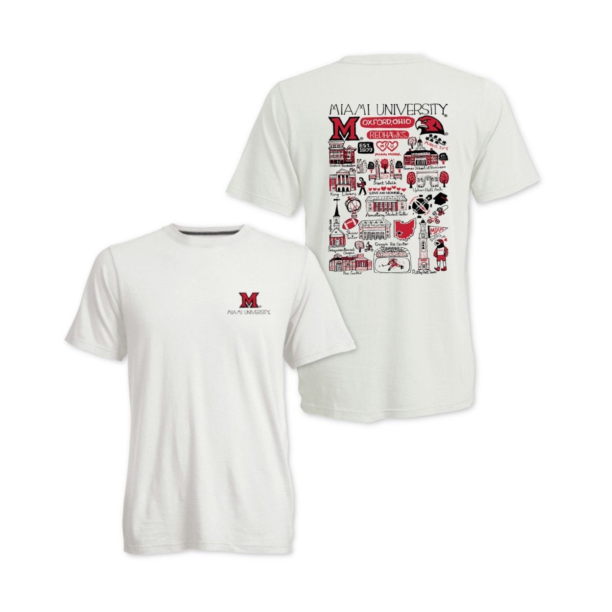 Camp David Miami Ivory Julia Gash Design Short Sleeve Tee, Size: 2XL