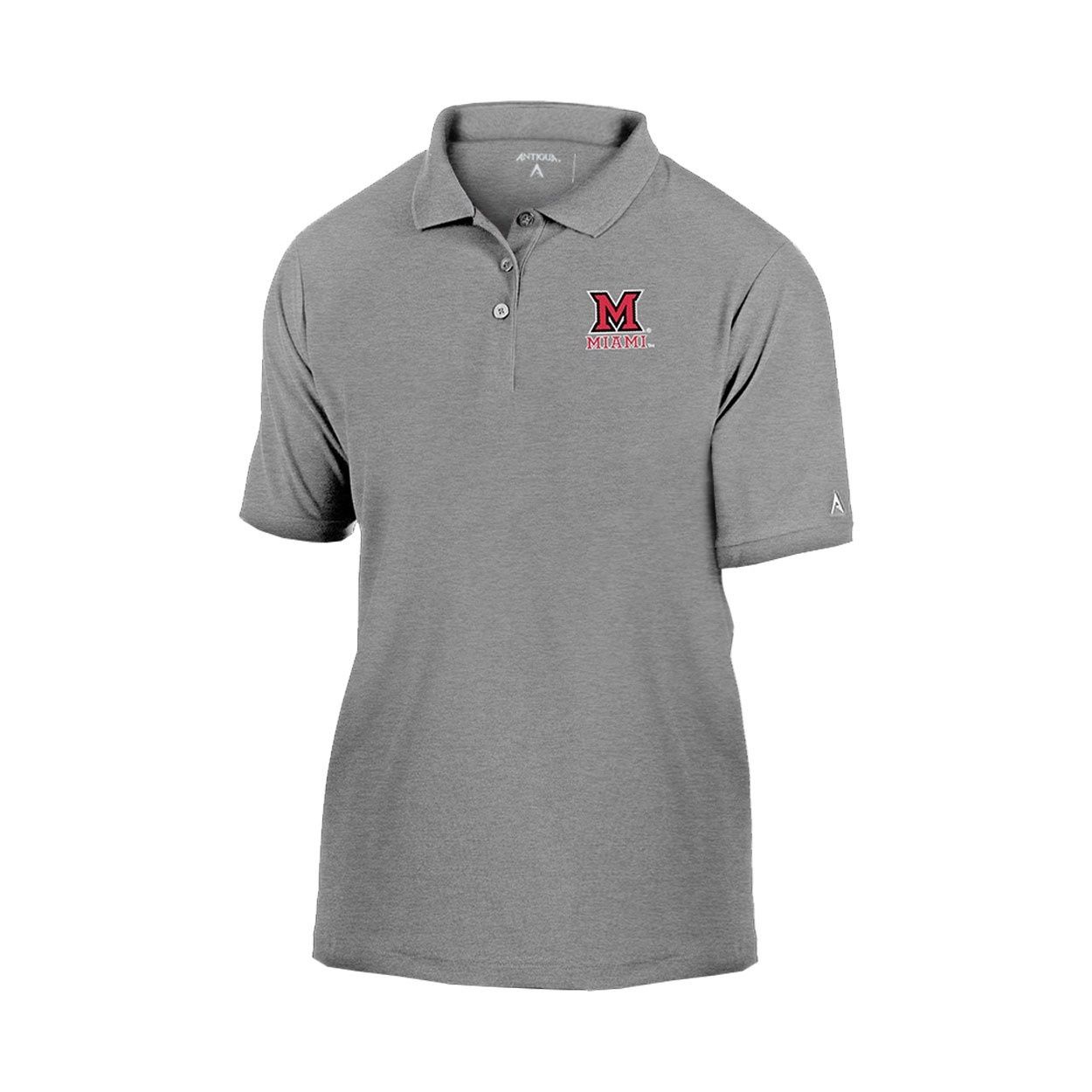 Antigua Miami Heathered Gray Legacy Pique Polo, Size: 2XL