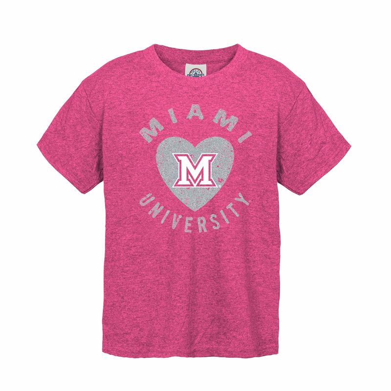 Miami RedHawks Youth Sparkle Heart T-shirt