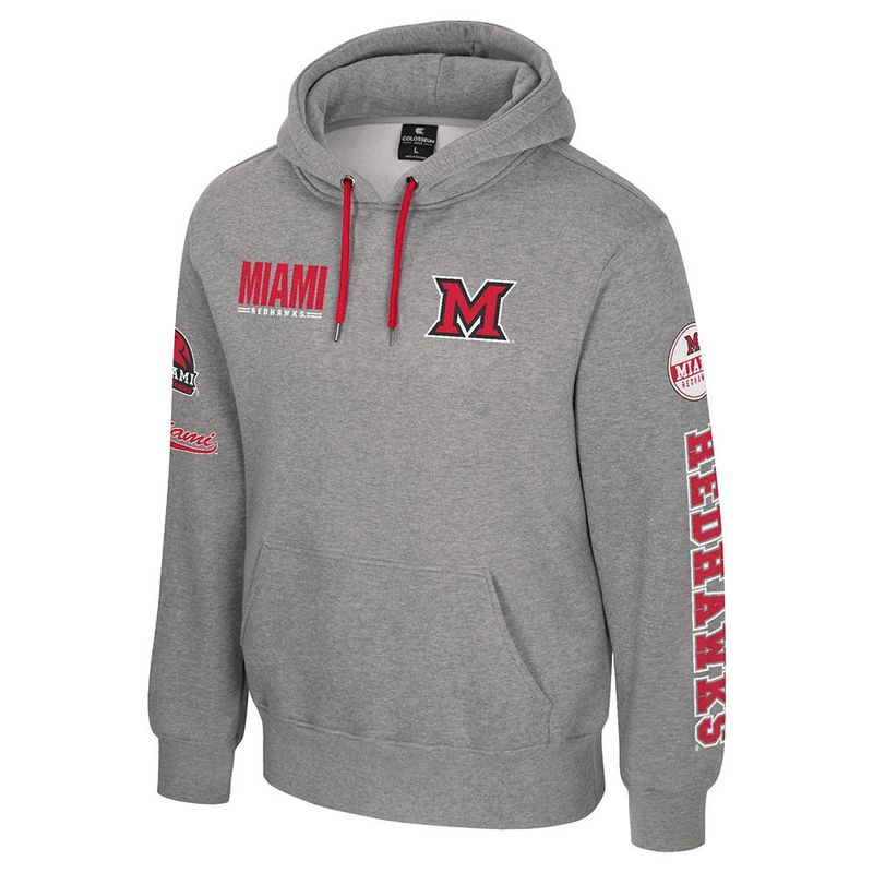 Miami University GRAY Hooded Sweatshirt - 4 Hit Logo Design