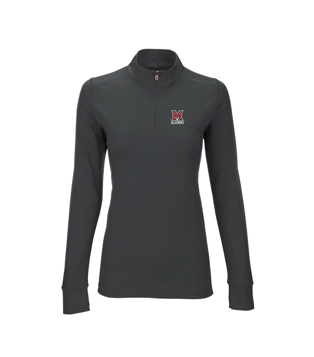 Women's Miami University Alumni GRAY Poly 1/4 Zip, Size: 2XL