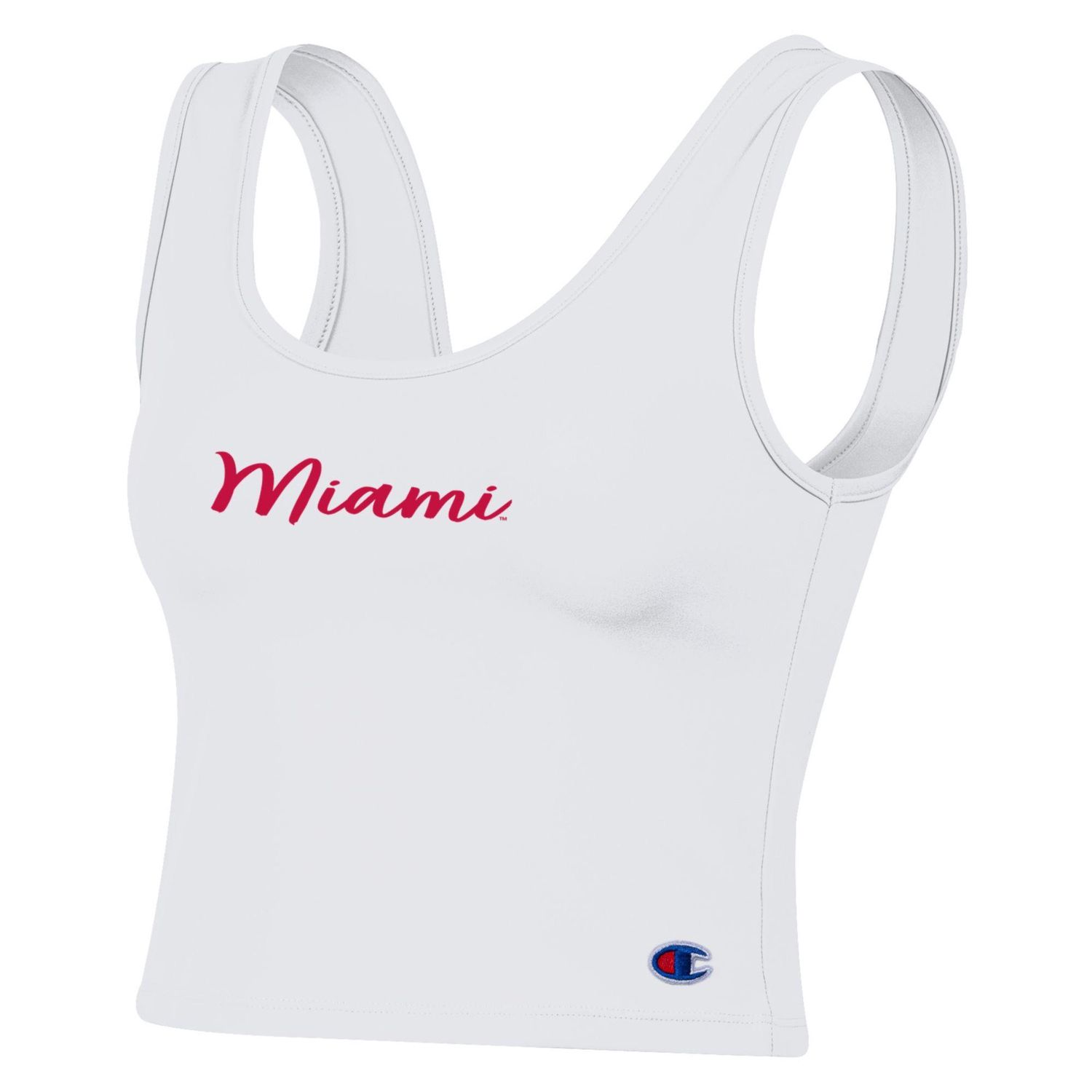 W-SMU SCOOP NECK TANK WITH SCRIPT MIAMI, Color: WHITE, Size: XS
