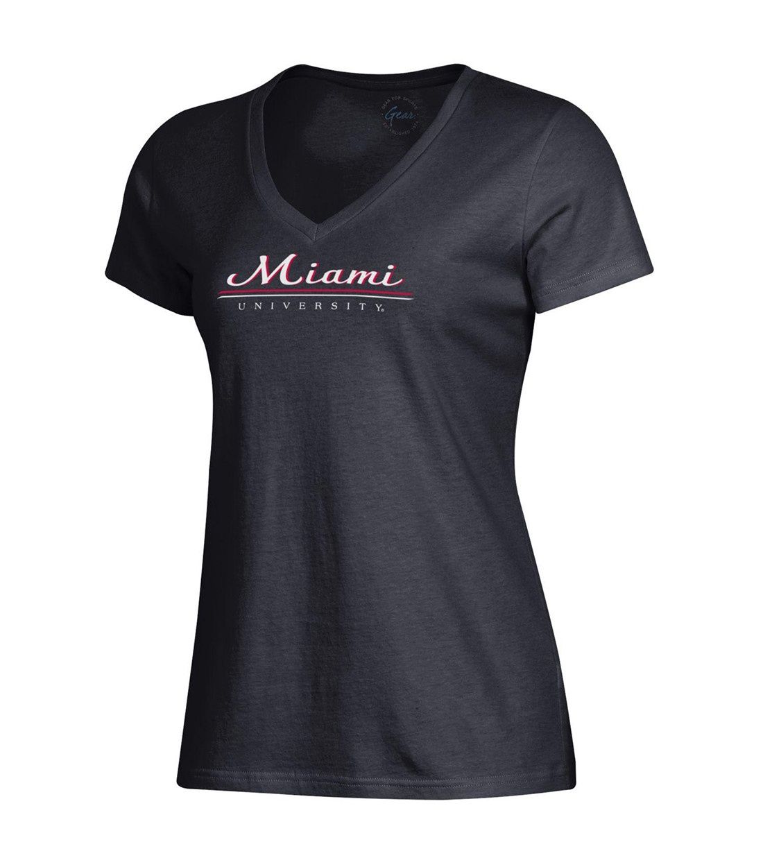 Gear Miami Univ. Women's Short Sleeve Tee V-Neck in Black, Size: 2XL