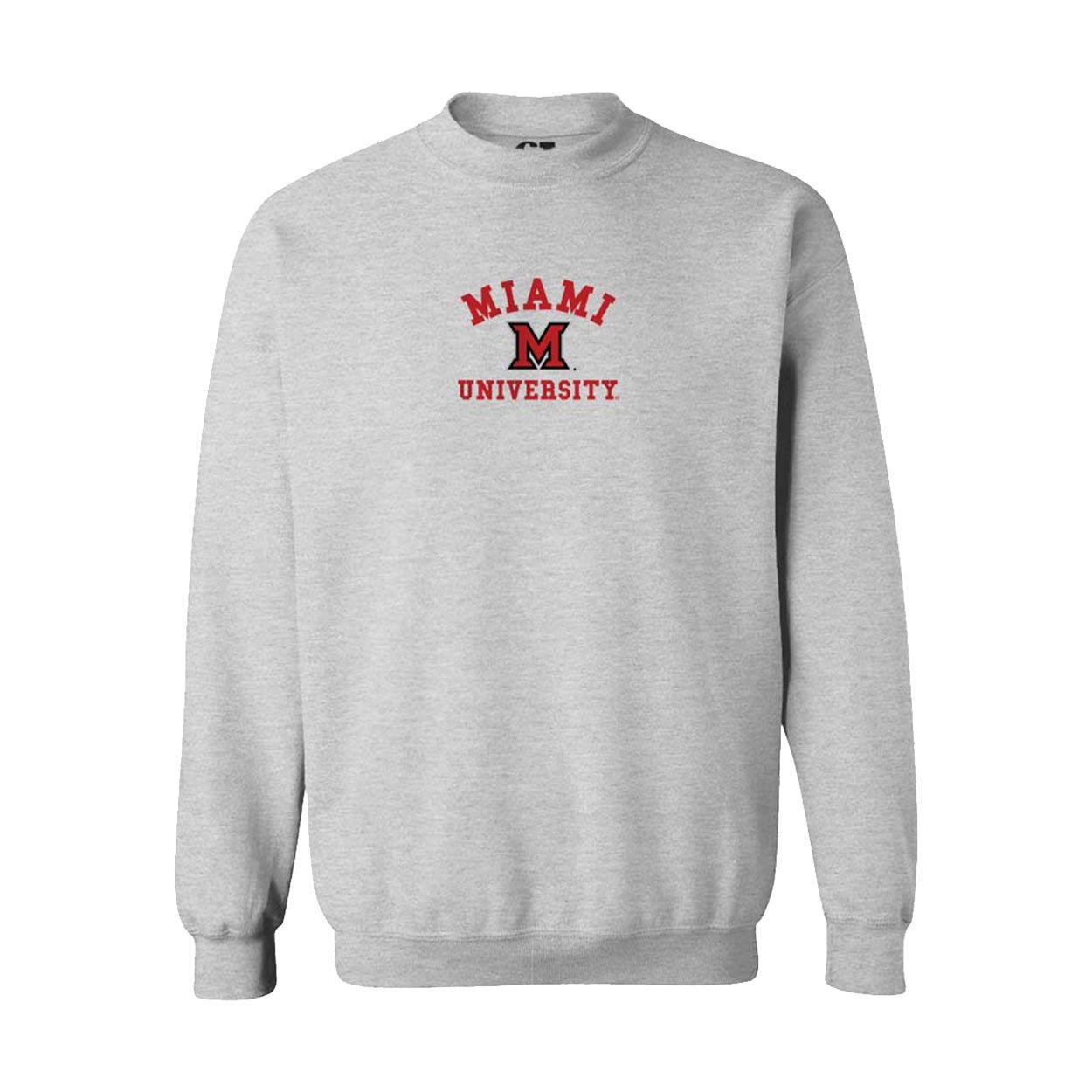 Miami University Block M Embroidered Crew, Color: ASH, Size: 2XL