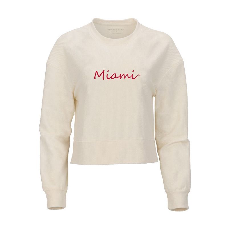 Miami RedHawks Women's Ribbed Knit Corded Boxy Crew