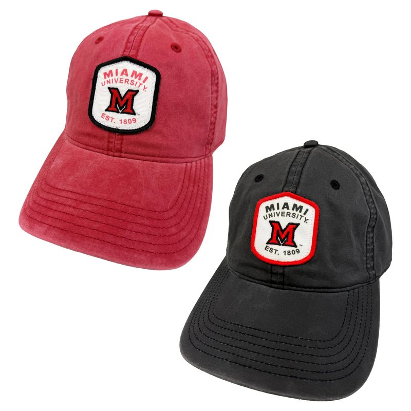 Miami University RedHawks Legacy Terra Twill Logo Patch Adjustable Hat – Black or Red Cap